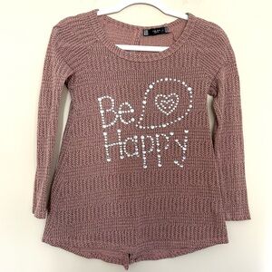 Tutta Bella Women’s Dusty Rose 'Be Happy' Crewneck Sweater